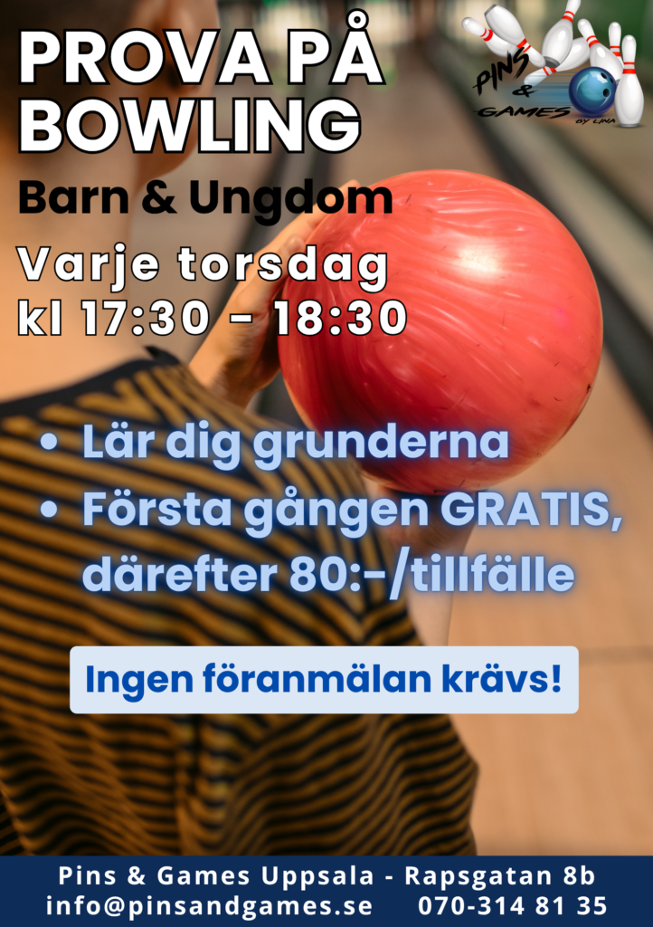 Prova på bowling för barn och ungdomar hos Pins and Games i Uppsala